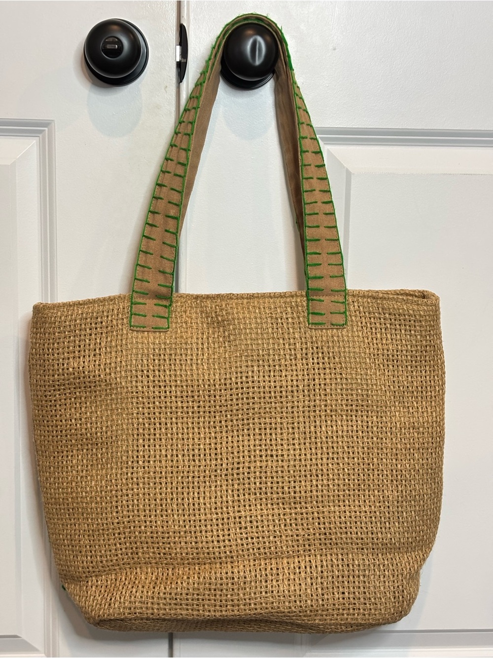 America & Beyond Woven Jute Positivity Embroidered Good Things Coming Tote Bag - Picture 5 of 10